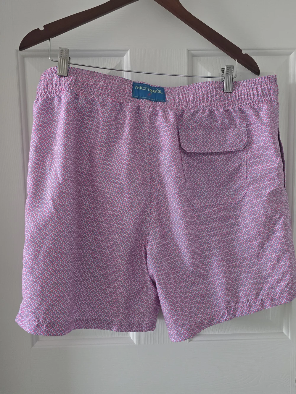 Michael’s Men’s Pink Geometric Swim Trunks XL Preppy Beach Shorts